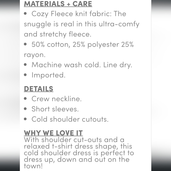 Fleece Cold-shoulder Dress - Picture 5 of 6